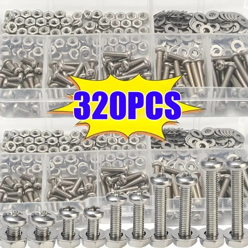 320PCS Hex Nuts & Bolts Set M2 - Furniture Hardware Kit 评论和价格